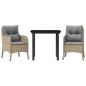 vidaXL Set comedor de jardín 3 pzas con cojines ratán sintético beige vidaXL Set comedor de jardín 3 pzas con cojines ratán sintético beige