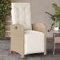 vidaXL Sillón reclinable de jardín con reposapiés ratán PE beige vidaXL Sillón reclinable de jardín con reposapiés ratán PE beige