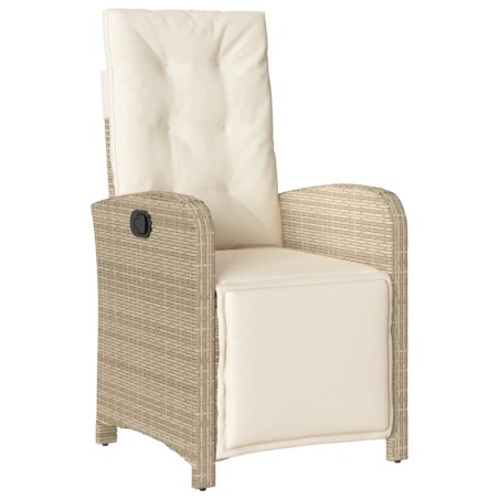 vidaXL Sillón reclinable de jardín con reposapiés ratán PE beige