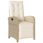 vidaXL Sillón reclinable de jardín con reposapiés ratán PE beige vidaXL Sillón reclinable de jardín con reposapiés ratán PE beige