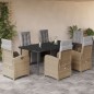 vidaXL Set comedor de jardín 7 pzas con cojines ratán sintético beige