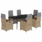 vidaXL Set comedor de jardín 7 pzas con cojines ratán sintético beige