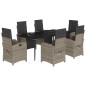 vidaXL Set comedor jardín 7 pzas y cojines ratán sintético gris vidaXL Set comedor jardín 7 pzas y cojines ratán sintético gris