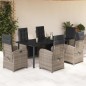 vidaXL Set comedor jardín 7 pzas y cojines ratán sintético gris vidaXL Set comedor jardín 7 pzas y cojines ratán sintético gris