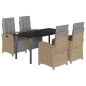 vidaXL Set comedor de jardín 5 pzas con cojines ratán sintético beige vidaXL Set comedor de jardín 5 pzas con cojines ratán sintético beige