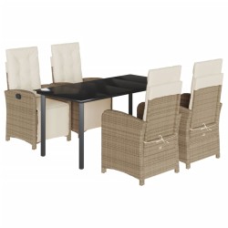 vidaXL Set comedor de jardín 5 pzas con cojines ratán sintético beige