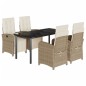 vidaXL Set comedor de jardín 5 pzas con cojines ratán sintético beige vidaXL Set comedor de jardín 5 pzas con cojines ratán sintético beige