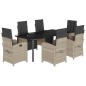 vidaXL Set comedor jardín 7 pzas y cojines ratán sintético gris claro vidaXL Set comedor jardín 7 pzas y cojines ratán sintético gris claro