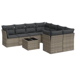 vidaXL Set de muebles de jardín 9 pzas y cojines ratán sintético gris