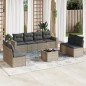 vidaXL Set de muebles de jardín 9 pzas y cojines ratán sintético gris vidaXL Set de muebles de jardín 9 pzas y cojines ratán sintético gris