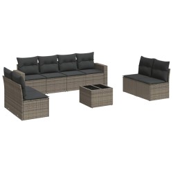 vidaXL Set de muebles de jardín 9 pzas y cojines ratán sintético gris