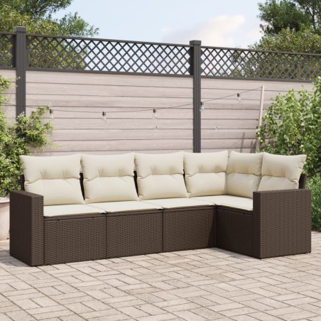 vidaXL Set comedor de jardín 5 piezas y cojines ratán sintético marrón