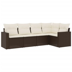 vidaXL Set comedor de jardín 5 piezas y cojines ratán sintético marrón