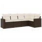 vidaXL Set comedor de jardín 5 piezas y cojines ratán sintético marrón vidaXL Set comedor de jardín 5 piezas y cojines ratán sintético marrón
