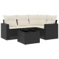 vidaXL Set de muebles de jardín 5 pzas y cojines ratán sintético negro vidaXL Set de muebles de jardín 5 pzas y cojines ratán sintético negro