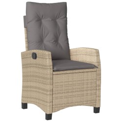 vidaXL Sillón reclinable de jardín con cojines ratán PE beige mixto