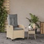 vidaXL Sillón reclinable de jardín con cojines ratán PE beige mixto vidaXL Sillón reclinable de jardín con cojines ratán PE beige mixto