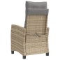 vidaXL Sillón reclinable de jardín con cojines ratán PE beige mixto vidaXL Sillón reclinable de jardín con cojines ratán PE beige mixto
