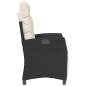 vidaXL Sillón reclinable de jardín con reposapiés ratán PE negro vidaXL Sillón reclinable de jardín con reposapiés ratán PE negro