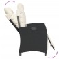 vidaXL Sillón reclinable de jardín con reposapiés ratán PE negro vidaXL Sillón reclinable de jardín con reposapiés ratán PE negro