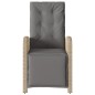 vidaXL Sillón reclinable jardín reposapiés 2 uds ratán PE beige mezcla vidaXL Sillón reclinable jardín reposapiés 2 uds ratán PE beige mezcla