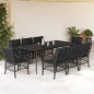 vidaXL Set de comedor de jardín 9 pzas y cojines ratán sintético negro