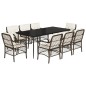 vidaXL Set comedor para jardín 9 pzas y cojines ratán sintético marrón vidaXL Set comedor para jardín 9 pzas y cojines ratán sintético marrón