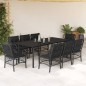 vidaXL Set de comedor de jardín 9 pzas y cojines ratán sintético negro vidaXL Set de comedor de jardín 9 pzas y cojines ratán sintético negro
