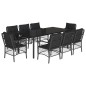 vidaXL Set de comedor de jardín 9 pzas y cojines ratán sintético negro vidaXL Set de comedor de jardín 9 pzas y cojines ratán sintético negro