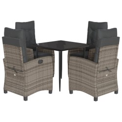 vidaXL Set comedor de jardín 5 piezas con cojines ratán sintético gris