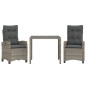 vidaXL Set comedor de jardín 3 piezas con cojines ratán sintético gris vidaXL Set comedor de jardín 3 piezas con cojines ratán sintético gris