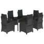vidaXL Set de comedor de jardín 7 pzas y cojines ratán sintético negro vidaXL Set de comedor de jardín 7 pzas y cojines ratán sintético negro