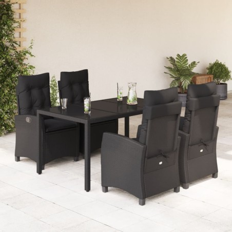 vidaXL Set de muebles jardín 5 pzas con cojines ratán sintético negro