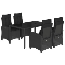 vidaXL Set de muebles jardín 5 pzas con cojines ratán sintético negro