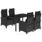 vidaXL Set de muebles jardín 5 pzas con cojines ratán sintético negro vidaXL Set de muebles jardín 5 pzas con cojines ratán sintético negro