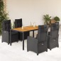 vidaXL Set de muebles jardín 5 pzas con cojines ratán sintético negro vidaXL Set de muebles jardín 5 pzas con cojines ratán sintético negro