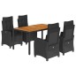 vidaXL Set de muebles jardín 5 pzas con cojines ratán sintético negro vidaXL Set de muebles jardín 5 pzas con cojines ratán sintético negro