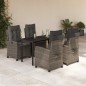 vidaXL Set comedor de jardín 5 piezas con cojines ratán sintético gris vidaXL Set comedor de jardín 5 piezas con cojines ratán sintético gris