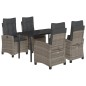 vidaXL Set comedor de jardín 5 piezas con cojines ratán sintético gris vidaXL Set comedor de jardín 5 piezas con cojines ratán sintético gris