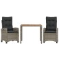 vidaXL Set comedor de jardín 3 piezas con cojines ratán sintético gris vidaXL Set comedor de jardín 3 piezas con cojines ratán sintético gris