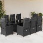 vidaXL Set de comedor de jardín 9 pzas y cojines ratán sintético negro vidaXL Set de comedor de jardín 9 pzas y cojines ratán sintético negro