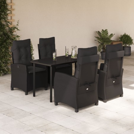 vidaXL Set de muebles jardín 5 pzas con cojines ratán sintético negro