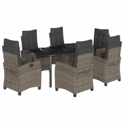 vidaXL Set comedor jardín 7 pzas y cojines ratán sintético gris