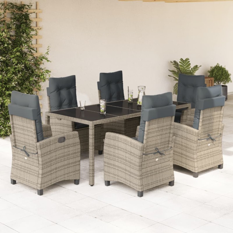 vidaXL Set comedor jardín 7 pzas y cojines ratán sintético gris vidaXL Set comedor jardín 7 pzas y cojines ratán sintético gris