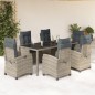 vidaXL Set comedor jardín 7 pzas y cojines ratán sintético gris vidaXL Set comedor jardín 7 pzas y cojines ratán sintético gris