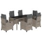 vidaXL Set comedor jardín 7 pzas y cojines ratán sintético gris vidaXL Set comedor jardín 7 pzas y cojines ratán sintético gris