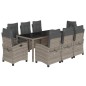 vidaXL Set comedor jardín 9 pzas y cojines ratán sintético gris vidaXL Set comedor jardín 9 pzas y cojines ratán sintético gris