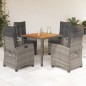 vidaXL Set comedor de jardín 5 piezas con cojines ratán sintético gris vidaXL Set comedor de jardín 5 piezas con cojines ratán sintético gris