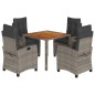 vidaXL Set comedor de jardín 5 piezas con cojines ratán sintético gris vidaXL Set comedor de jardín 5 piezas con cojines ratán sintético gris