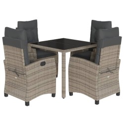 vidaXL Set comedor de jardín 5 piezas con cojines ratán sintético gris